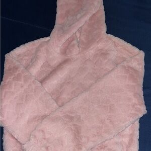 Cozy Pink Crop Top Jacket And Sweat Pants